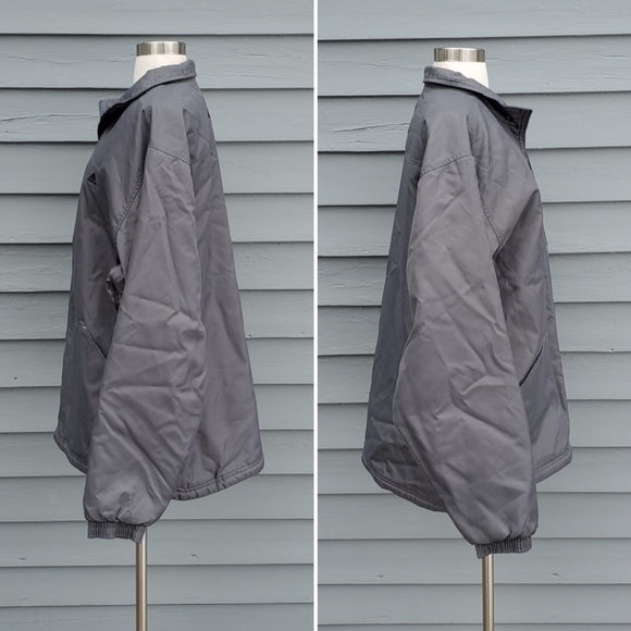 Vintage 90s y2k Adidas Logo Gray Varsity Stripes Oversized Puffer Jacket Lg - Picture 4 of 5